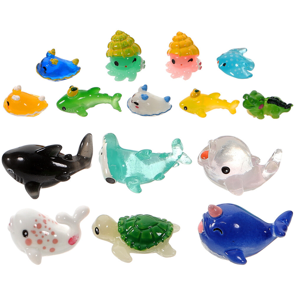 15 Pcs Tiny Miniature Sea Creatures Fish Tank Cleaner Animal Model