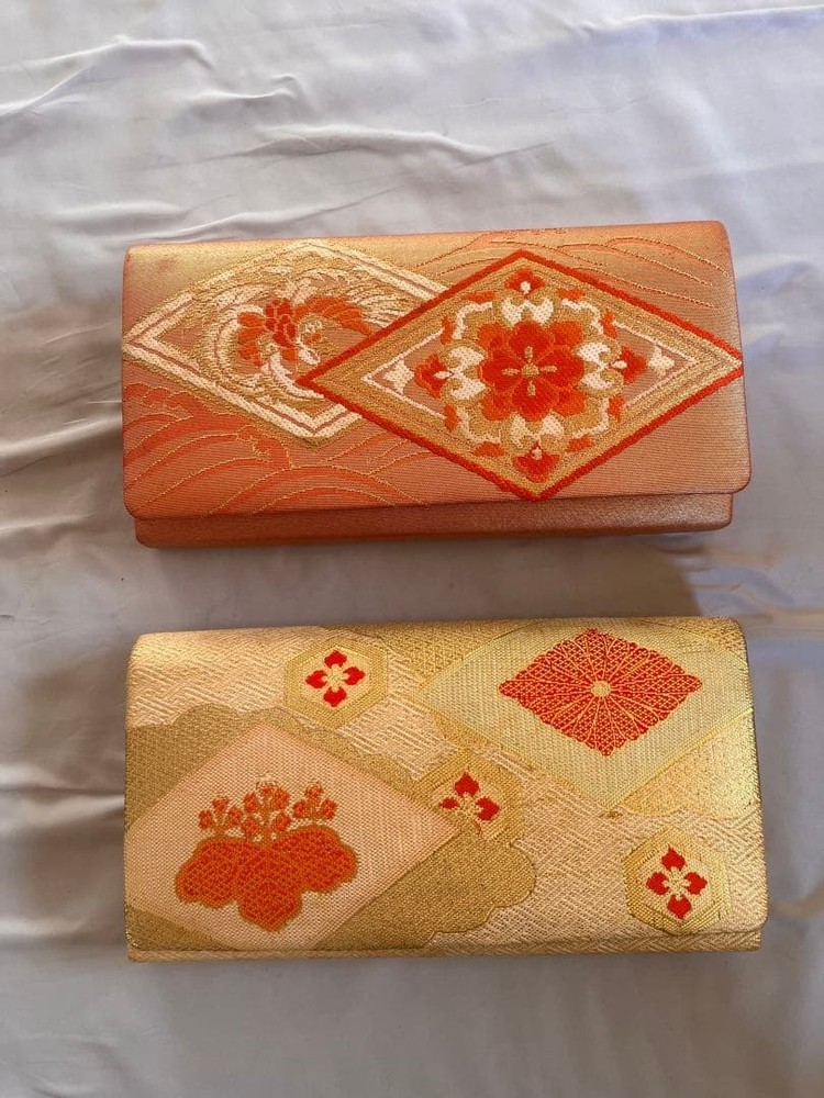 Japanese-style clutch bag set, Phoenix flower pattern, 9x4.3 inches,