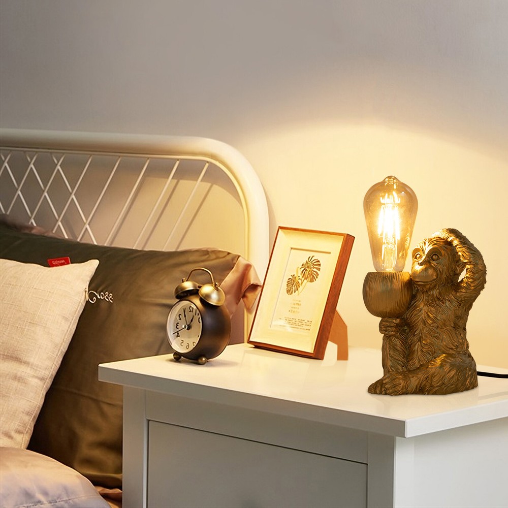 Modern Table Light Gold Monkey Desk Lamp Unique Resin Monkey Lighting Fixture