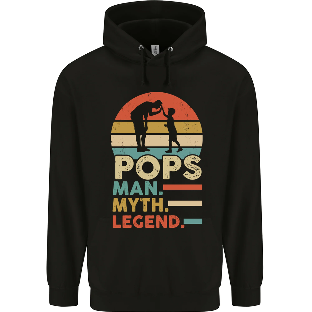 Pops Man Myth Legend Funny Fathers Day Mens 80% Cotton Hoodie