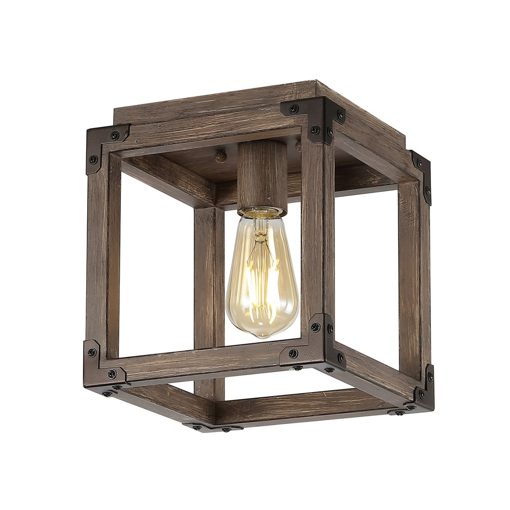 Jonathan Y Magnolia 8-Inch Wide Brown LED Flush Mount Light