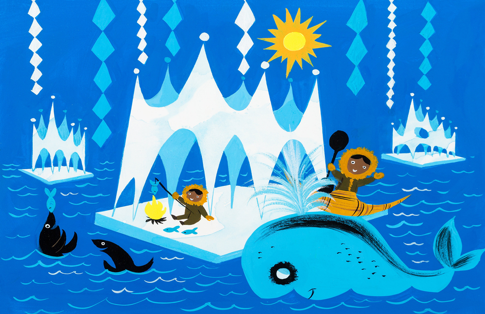Mary Blair Small World Arctic Alaska Eskimo Disney Art Poster  