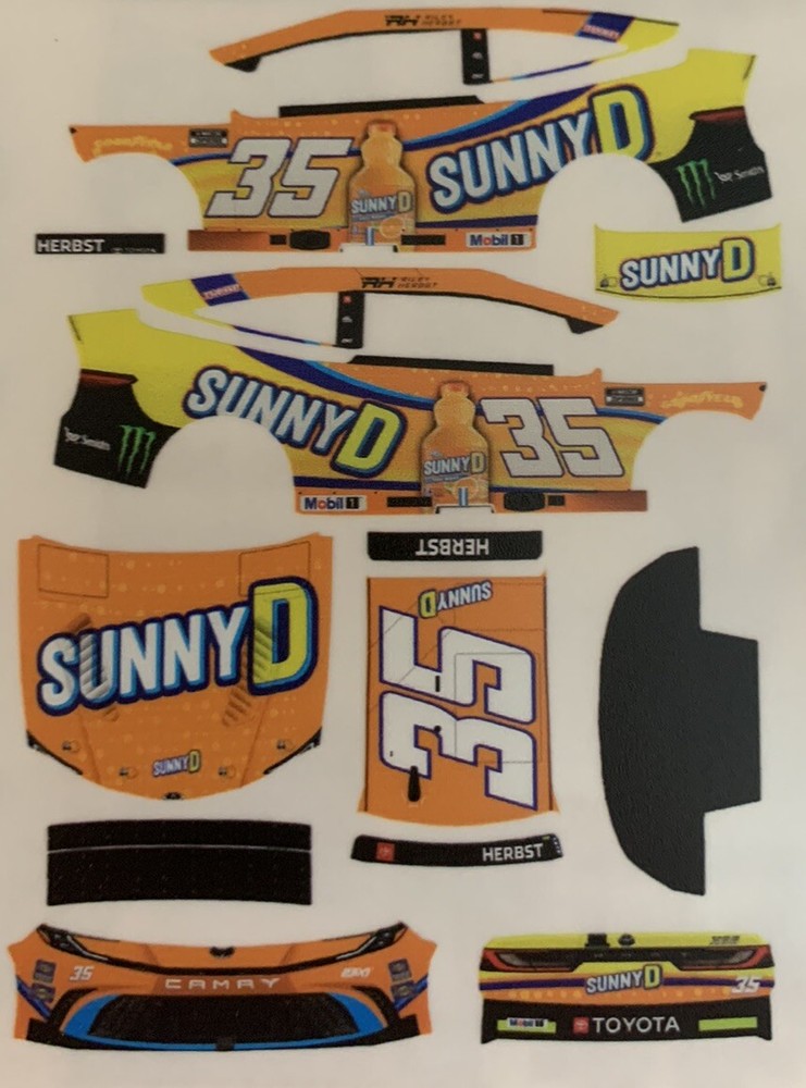 2025 Riley Herbst #35 SunnyD 1/64 NASCAR Peel & Stick Decals