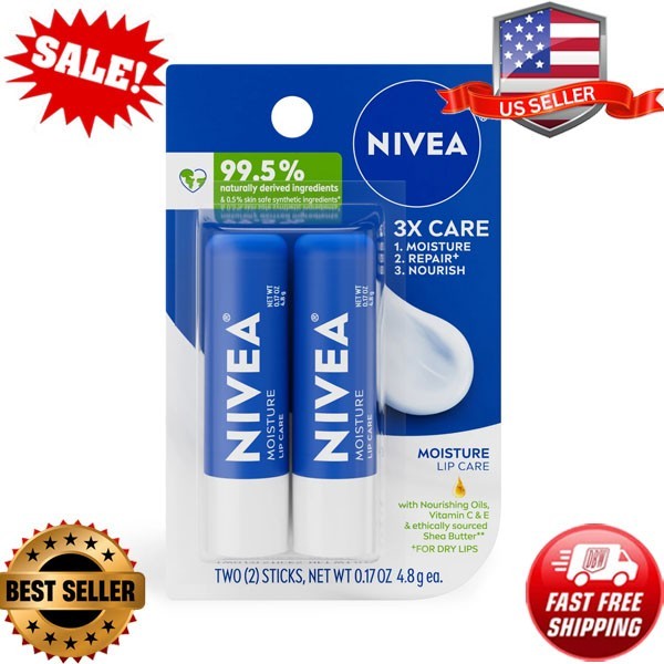 NIVEA Hydrating Lip Balm with Shea Butter & Vitamins C E for Moisture Care 0.1 oz