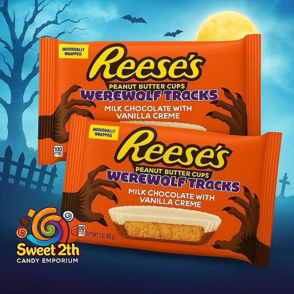 Peanut Butter Vanilla Werewolf Tracks Wafer Halloween Candy 9.44 oz 2-Pack