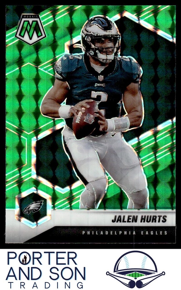 Jalen Hurts 2021 Panini Mosaic Prizm Green Color Match #160 Philadelphia Eagles