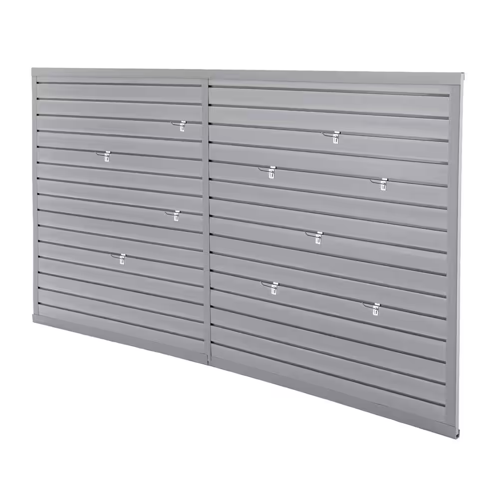 47.24 In. H X 94.49 In. W PVC Slatwall Panels in Gray, Garage and Home Storage S