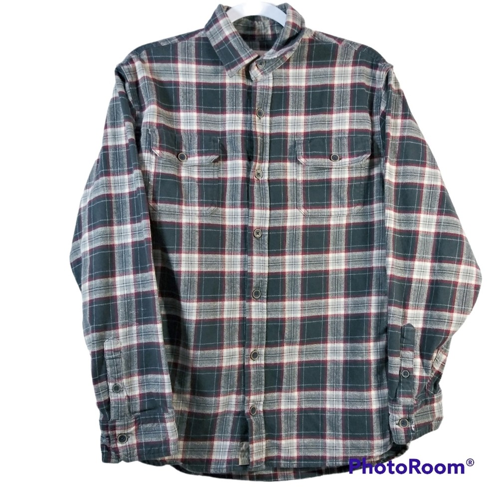 Black Red Plaid Heavy Flannel Shacket for Men Size M