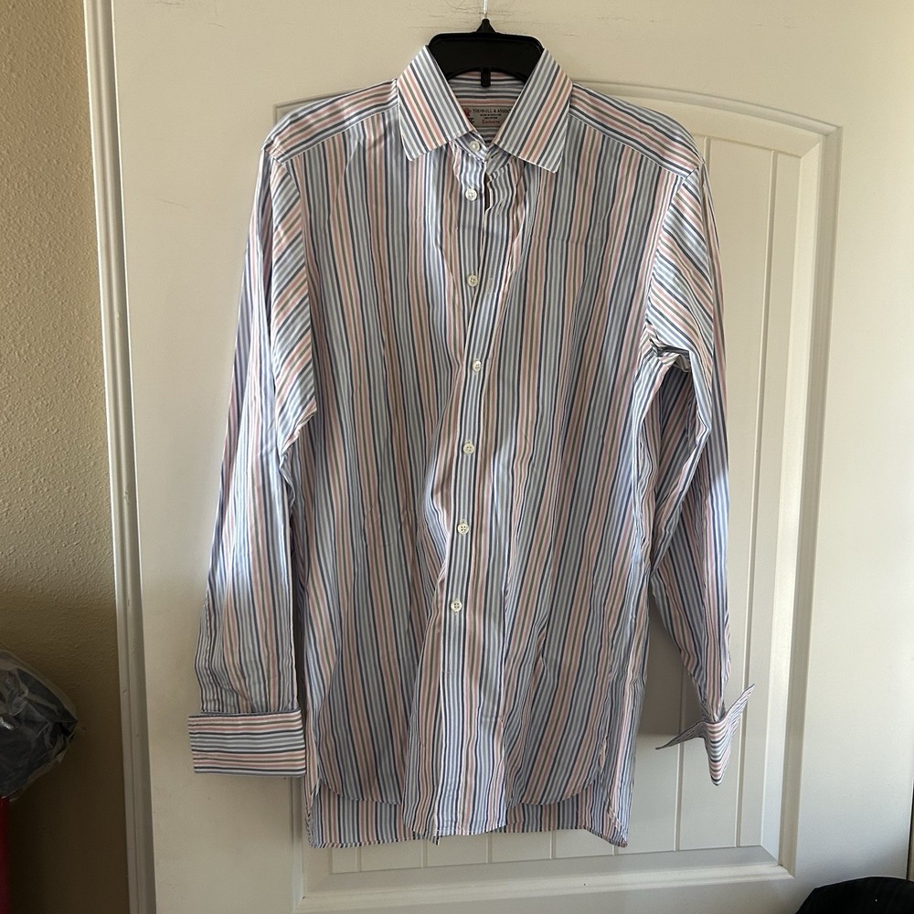 Turnbull & Asser Dress Shirt Mens 16 41 Striped Button Up Exclusive French Cuffs