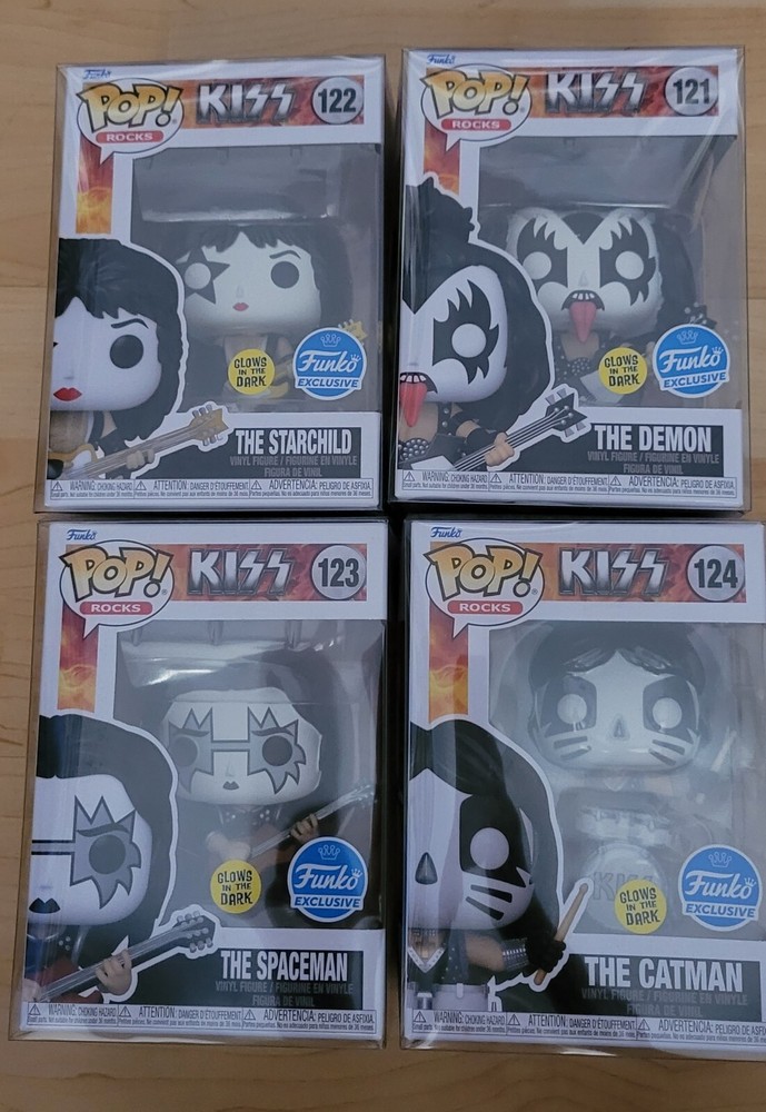 Funko Pop! ROCKS KISS Set OF 4 Fantastic Exclusive Glow In The Dark