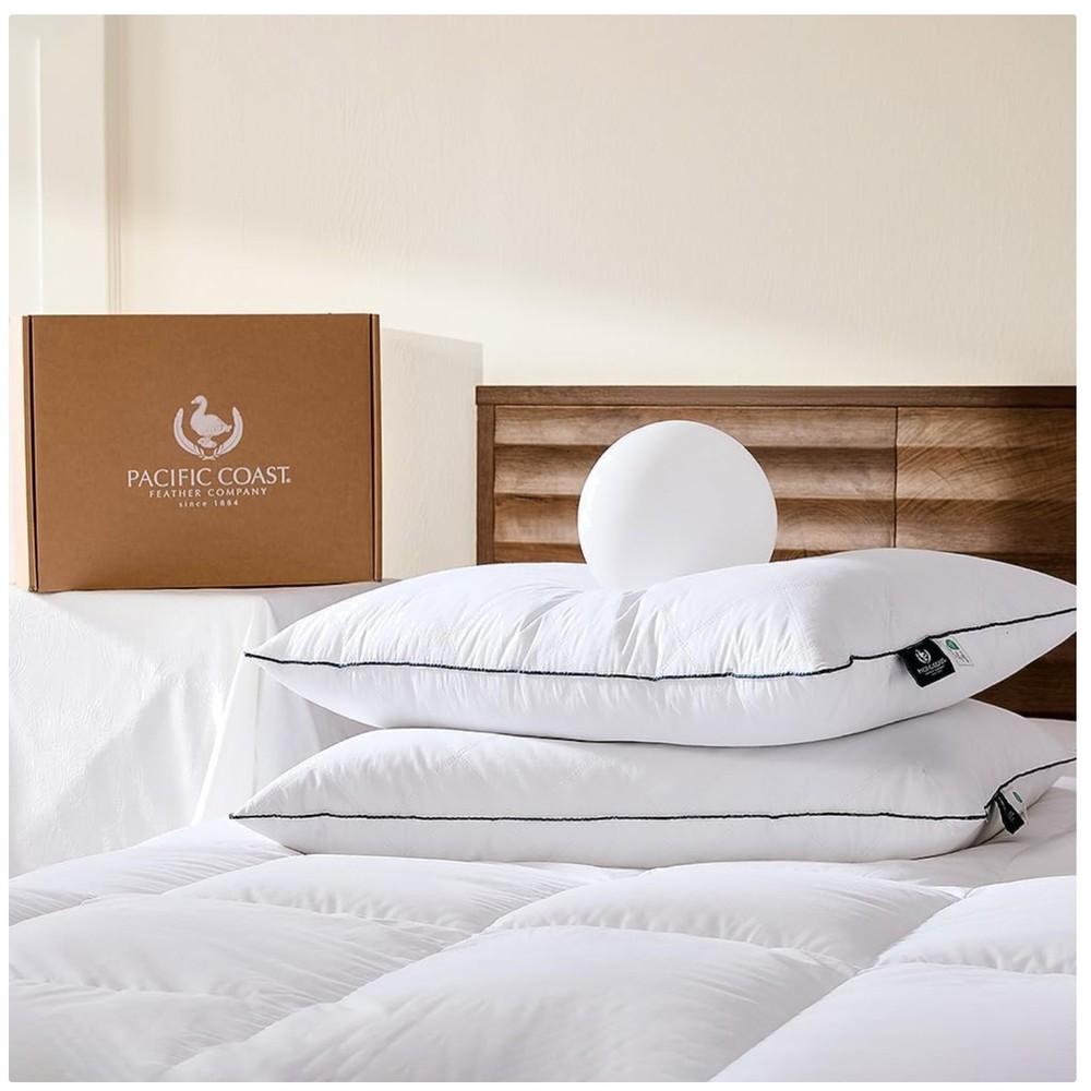 Pacific Coast Goose Feather and down Bed Pillows Standard Size Set of 2, Pillows