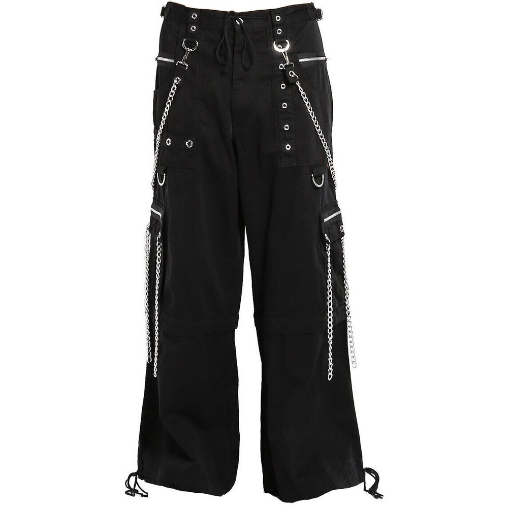 Gothic Punk Rock Trousers with Zipper Straps Studs and Metal Chains  