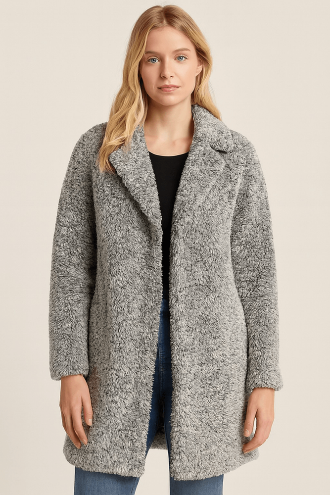 Lucky Brand Grey Teddy Sherpa faux fur Long Peacoat jacket M