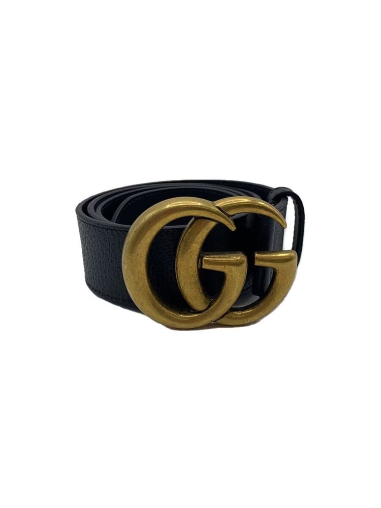 GUCCI Mens Black Leather Solid Color Belt 406831 DJ20T