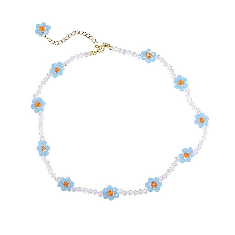 Crystal Beaded Necklaces Women Flower Chokers Fashion Neck Jewelry Party Jewelry