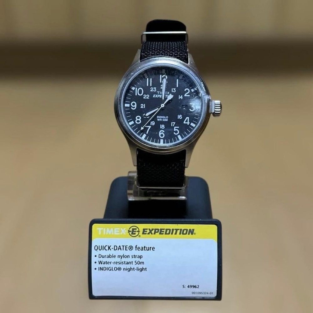 Timex Expedition Black Analog Watch 50m Waterproof Nylon Band Unused