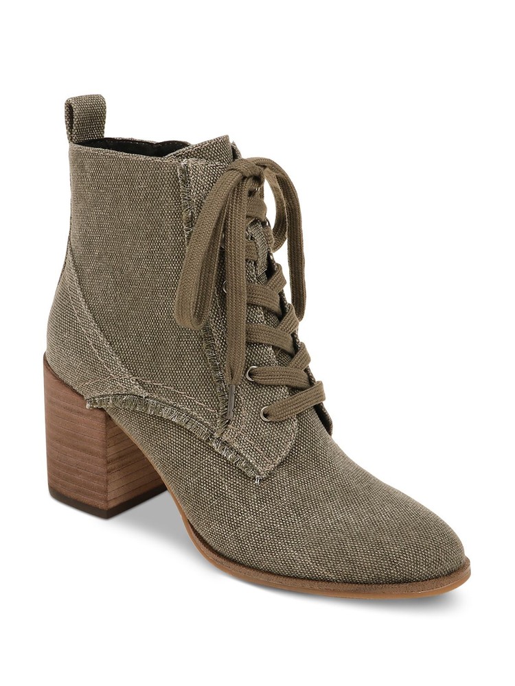 SPLENDID Womens Green Pull Tab Lace Comfort Leonardo Block Heel Booties 9.5 M
