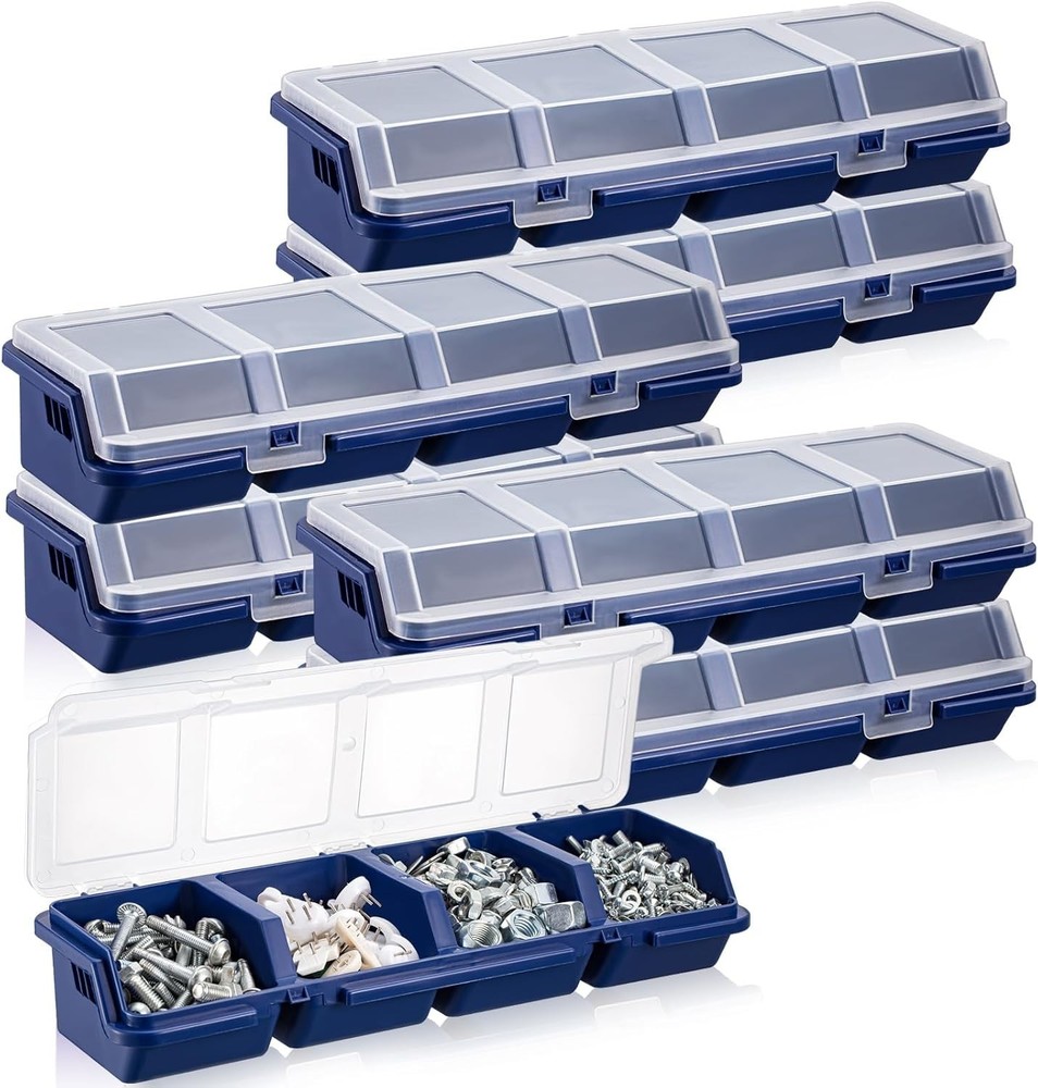 6 Pack Screw Organizer Box with Lids 4 Compartments Tool Bin Divider Small Parts