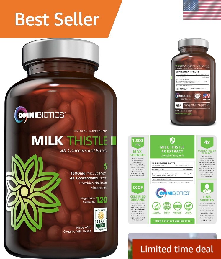Organic Milk Thistle 1500mg - Strongest Capsules for Liver & Gallbladder Health