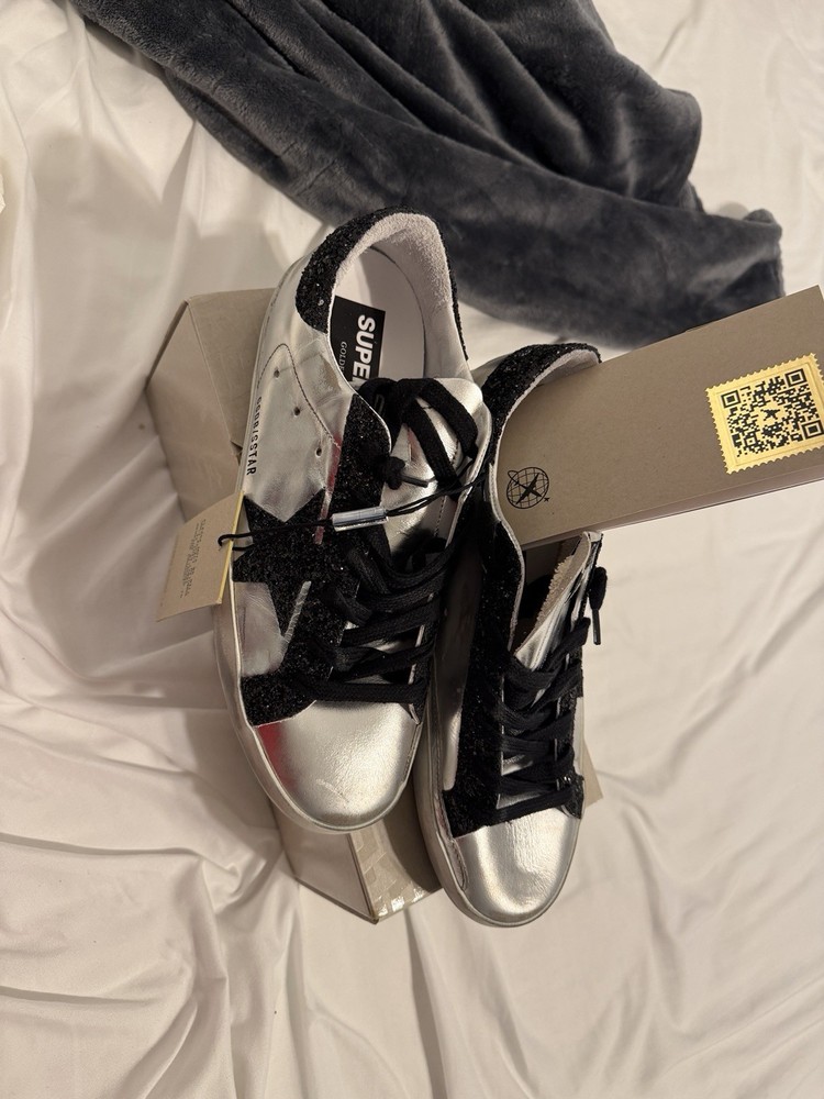 Golden Goose Superstar Classic Tennis Shoes White Silver