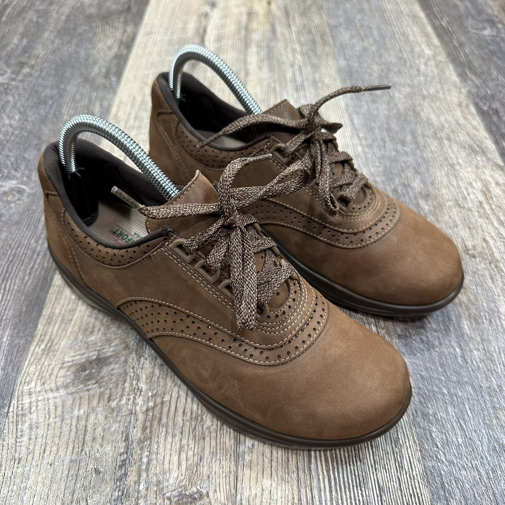 SAS Walk Easy Brown Leather Women's Size 8 N Comfort Walking Shoes Lace Up MINT!