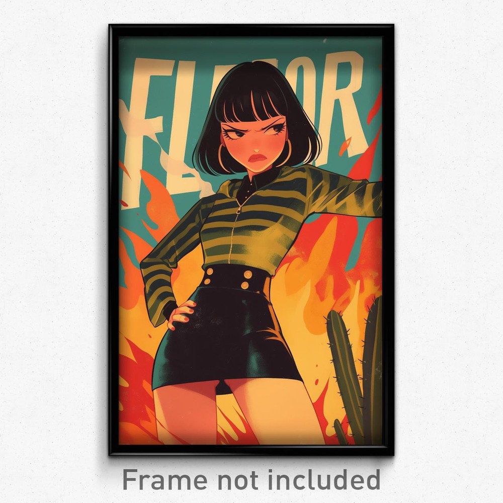 Mexican Movie Poster Art Print - Girl Feeling Fury with Zesty Short Necktie