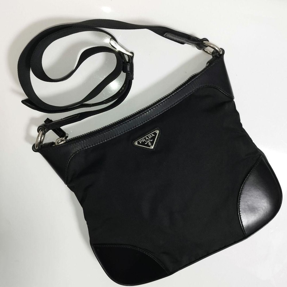 Prada Shoulder Bag Crossbody Nylon Leather Combo in Excellent Condition