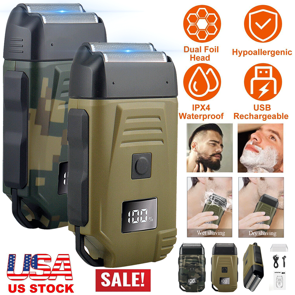 Wet/Dry USB Electric Beard Shaver USB Rechargeable Hair Trimmers Bald Hair Razor