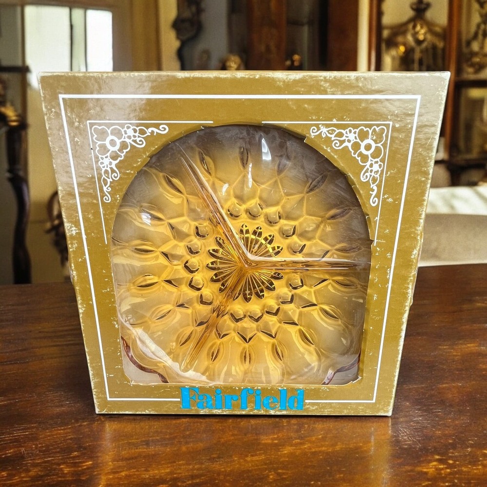 New In Box! Vintage Anchor Hocking Amber Fairfield Divided 3-Part Relish Dish