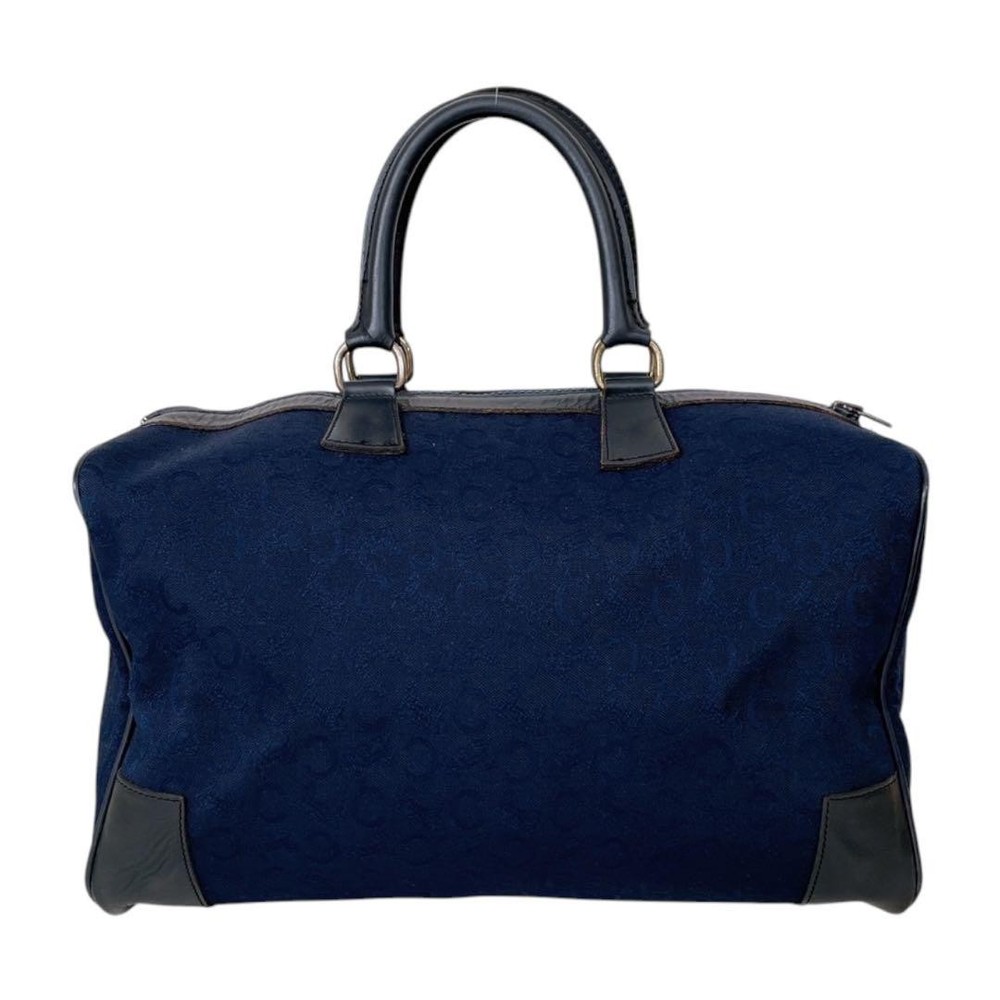 CELINE C Macadam Mini Boston Handbag Canvas Navy Excellent Condition