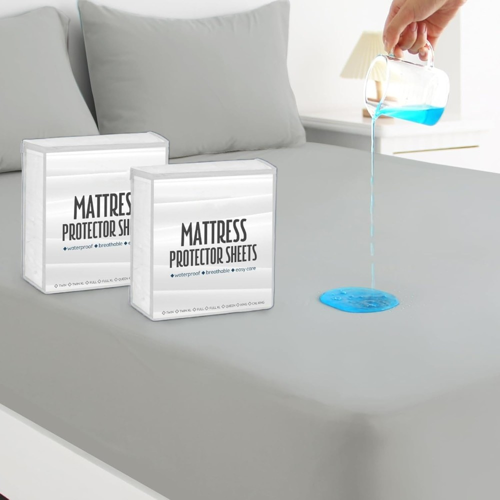 Deep Pocket Bed Fitted Sheet Waterproof Soft Mattress Protector Cover 2 Pack
