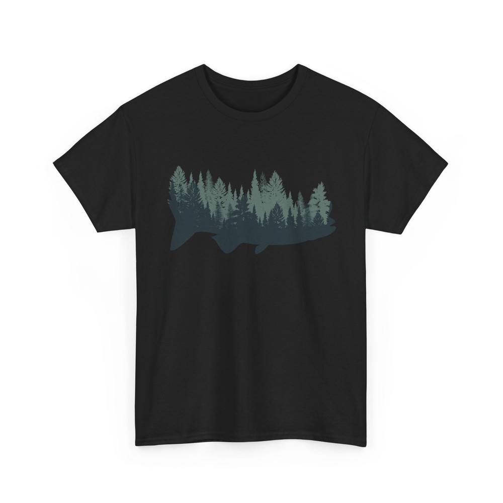Wildlife Fishing T-Shirt, Pine Trees Fisherman Nature Lovers Women Men Shirt