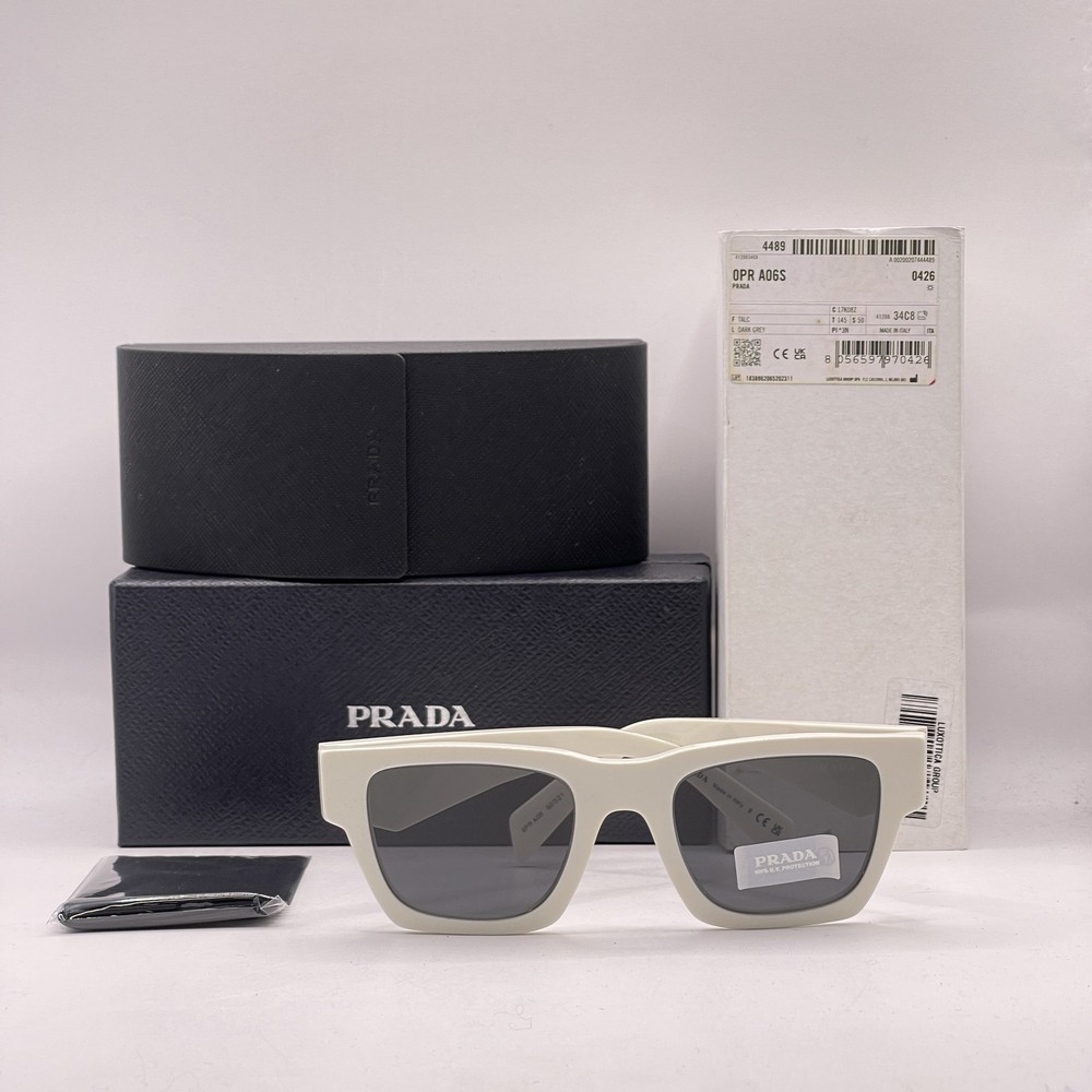 Prada Unisex Large Square Full Rim Sunglasses SPRA06 White
