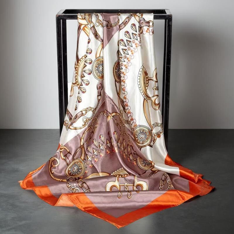 Women’s Floral Silk Satin Scarf Square Shawl Hijab Headwrap Smooth Elegant