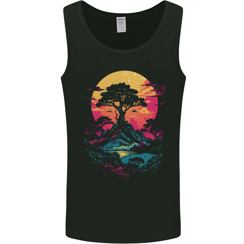A Retrowave Landscape Outdoors Hiking Mens Vest Tank Top