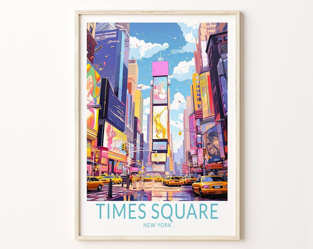 Times Square New York City Skyline Travel Poster Wall Art Print  