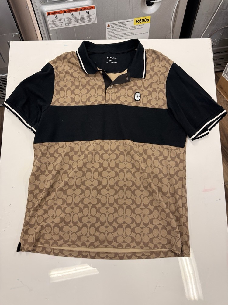Coach Men's Signature Polo Shirt Brown/Black