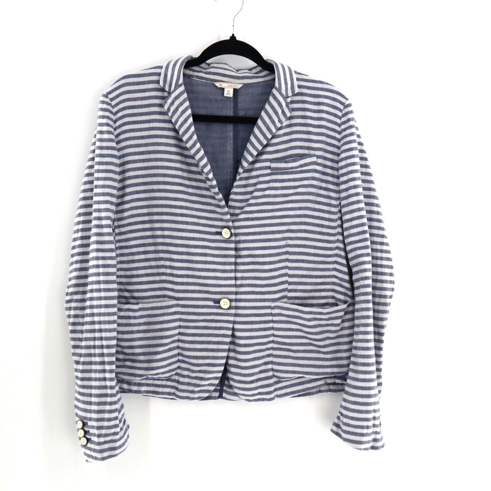 Gap Cotton Striped Muslin Blazer Womens Size 12 Casual Lightweight Coastal Beach