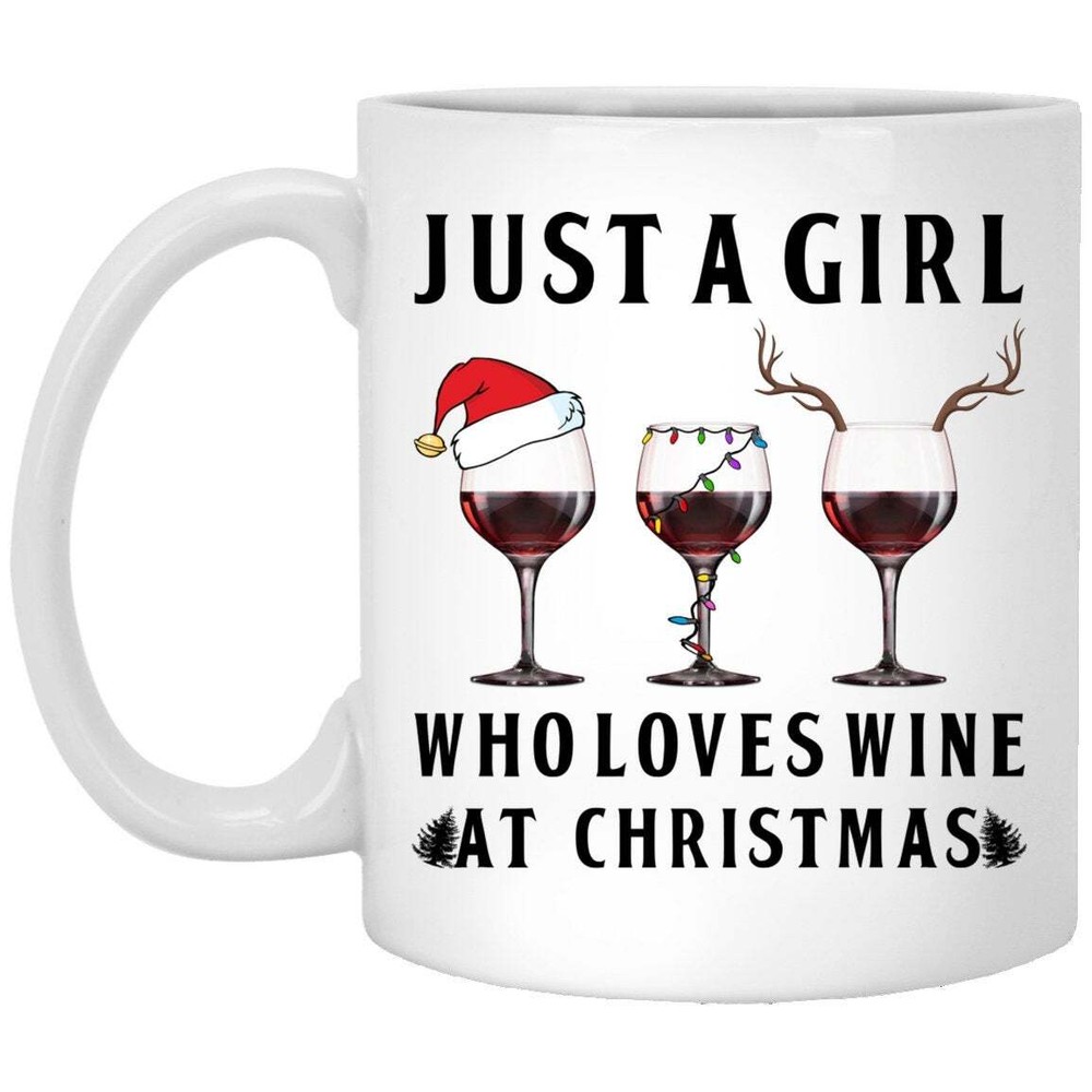 Wine Lover Christmas Coffee Mug White Ceramic Cup