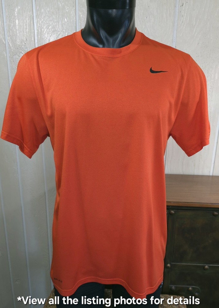 Nike Dri-FIT Men's Short Sleeve Training Gym Shirt Top Orange Heather Sz L