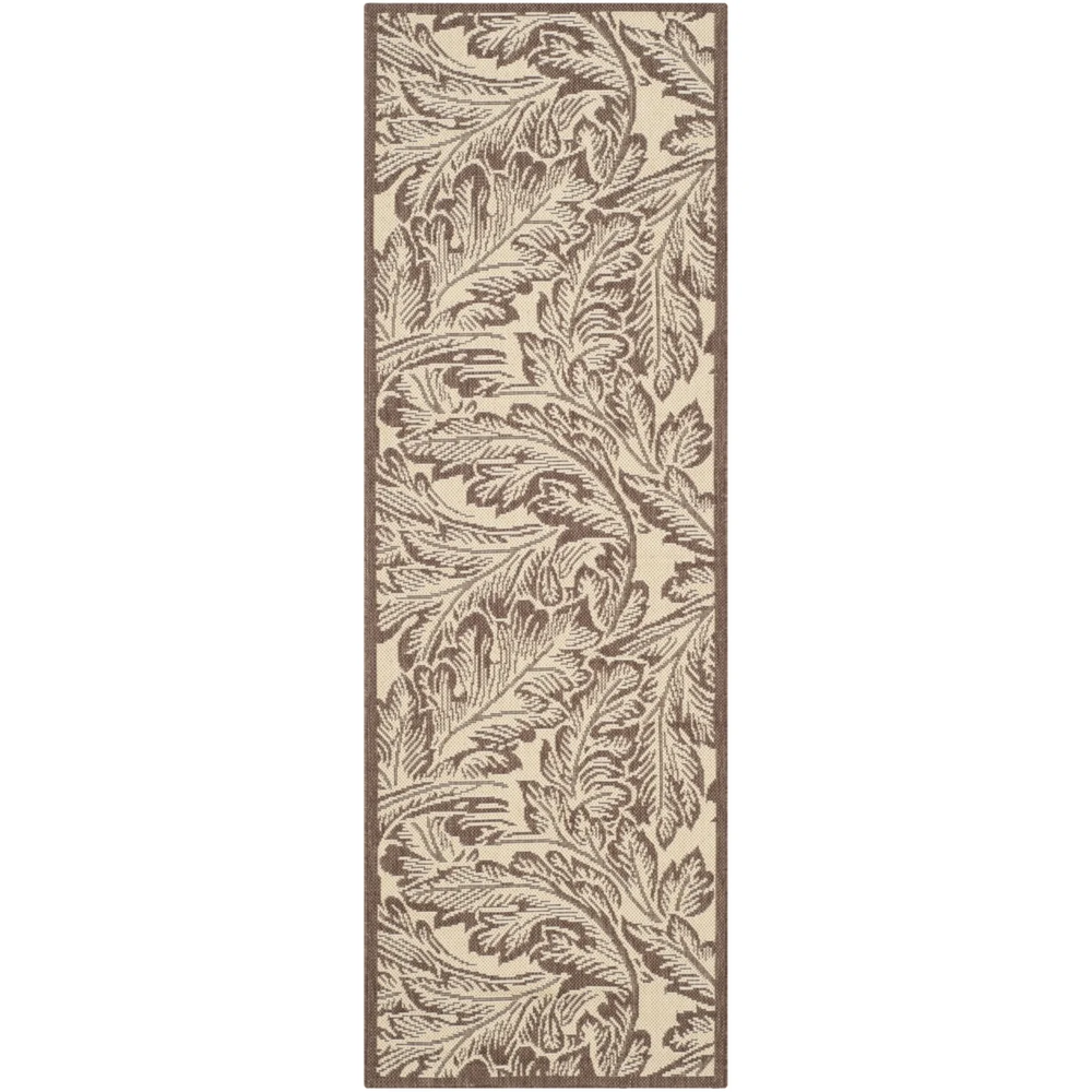 SAFAVIEH Courtyard Connie Floral Indoor Outdoor Rug Natural Chocolate 2x6 Runner