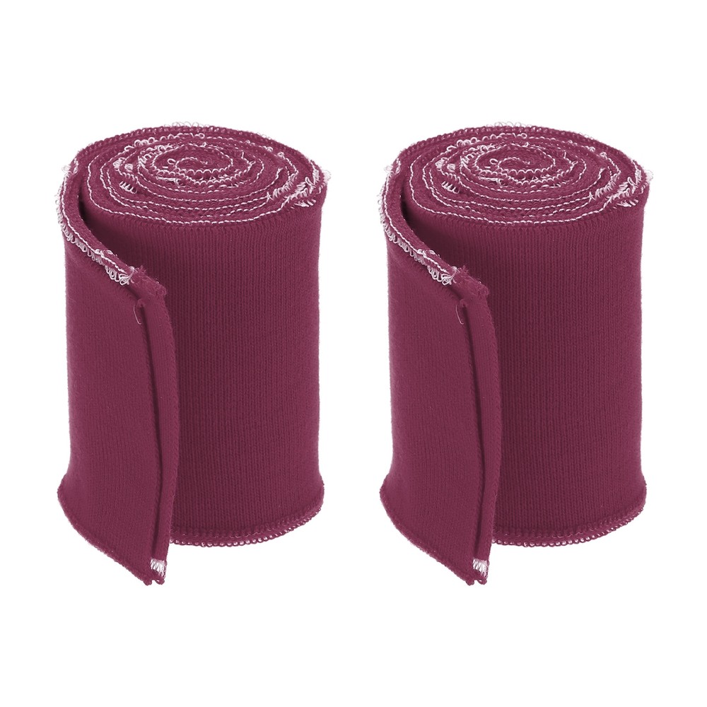 2Pcs Red Purple Knitted Ribbed Cotton Elastic Cuffs 3x2.6ft Fabric Trim