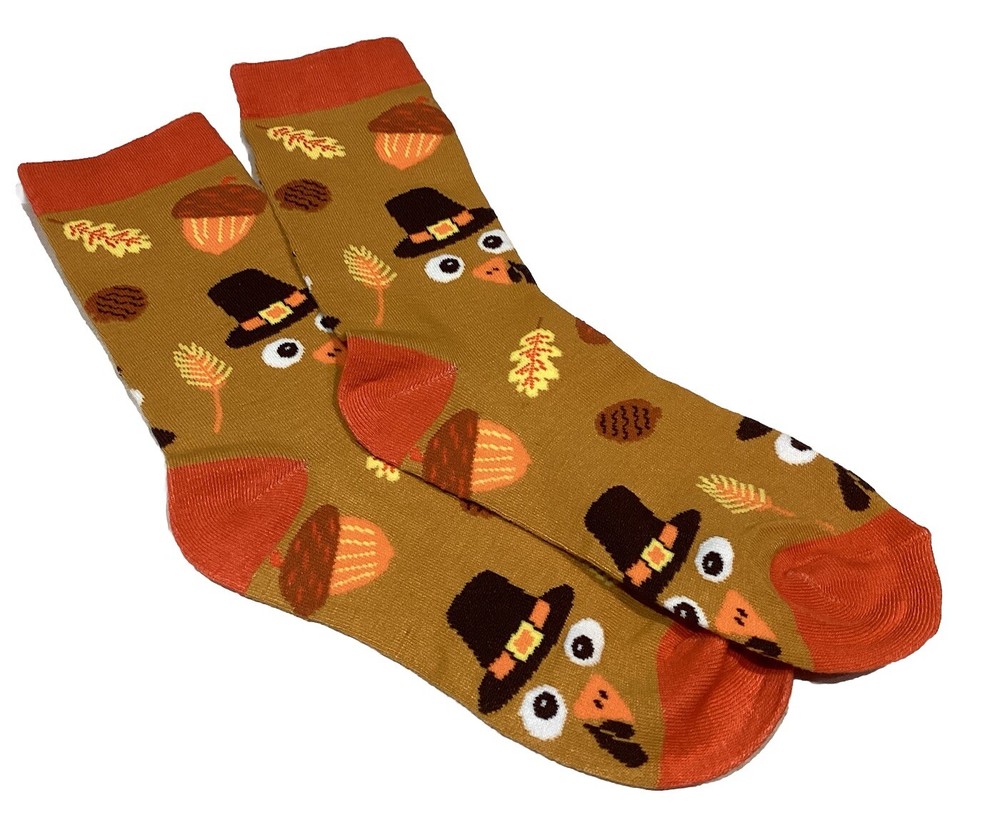Fall Leaves Turkey Fall Thanksgiving Socks Women Cute Socks Novelty Fun Socks