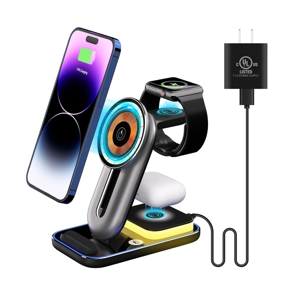 3 in 1 Wireless Charger, Magnetic Wireless Charging Station, 15W Fast Charger...
