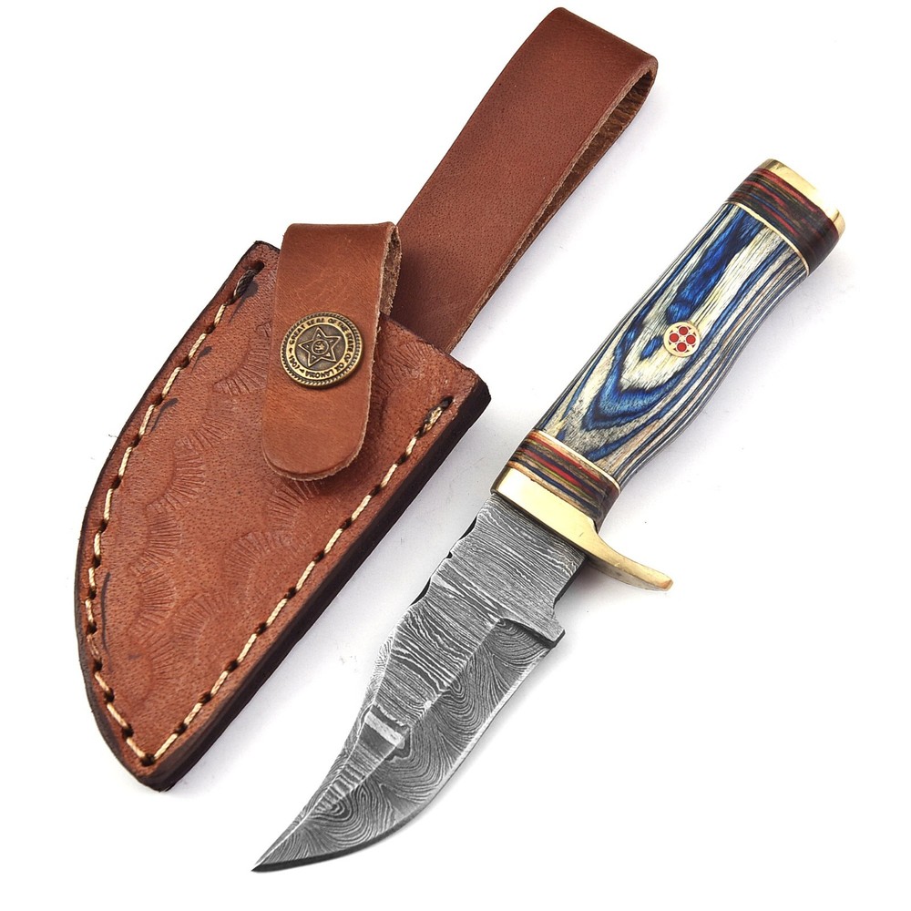 Custom Handmade Damascus Steel Fixed Blade Skinner Hunting Knife M26