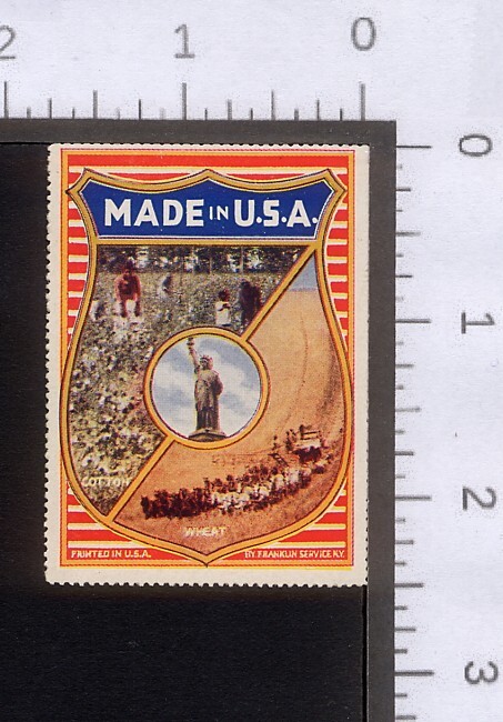 1925 MADE IN U.S.A. Poster Stamp WHEAT HARVEST Black Folk Pick Cotton