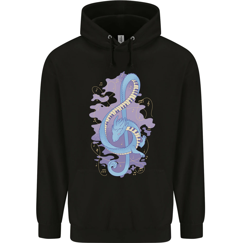 Musical Keyboard Dragon Mens 80% Cotton Hoodie