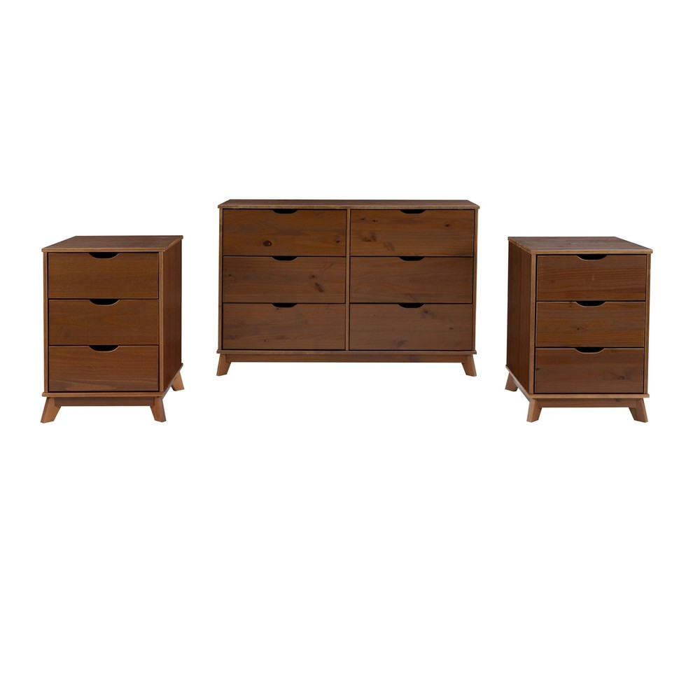 Purcell Solid Pine Wood 3-Piece Bedroom Set Includes 6-Drawer Dresser