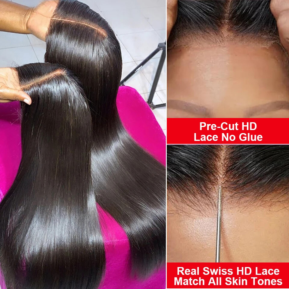 Pre Cut Glueless Human Hair Wig with HD Lace Frontal Wear and Go