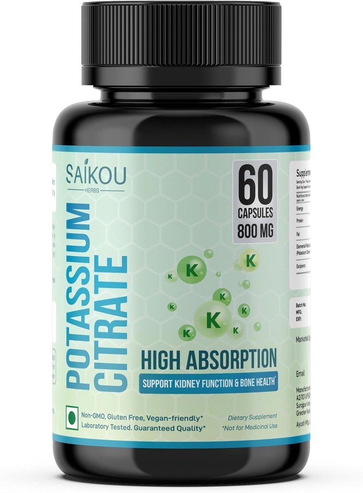 Potassium Citrate 800 mg High Absorption Supplement - 60 Servings